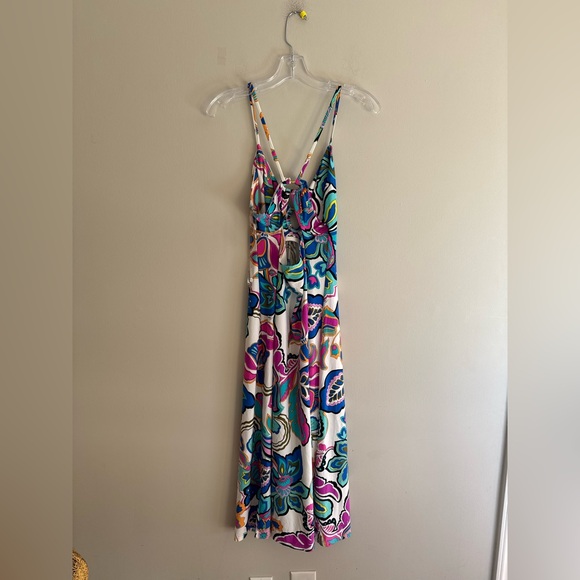Trina Turk Mandalay Floral Cut Out Back Swim Jersey Cover Up Midi Dress M - Picture 7 of 7